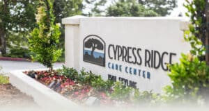 Entrance sign to Cypress Ridge Care Center